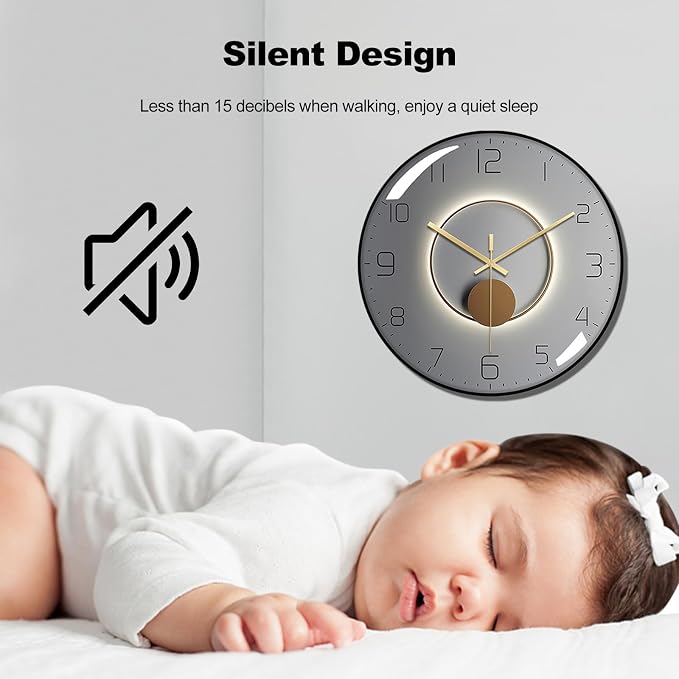 Ergocar Silent Modern Metal Clock, Art Deco Clock, Suitable - Image 4