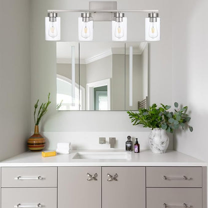 4 Light Bathroom Vanity Light Fixtures, Brush Nickel Modern Wall Lights - Image 5