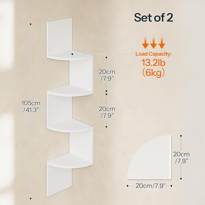 HOOBRO Corner Shelf Wall-Mounted, 4-Tier Corner Bookshelves - Image 3