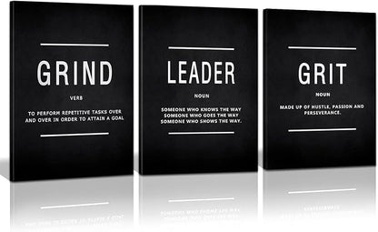 Motivational Grind Grit Leader Wall Art, Canvas Painting Wall Decor by KAWAHONE