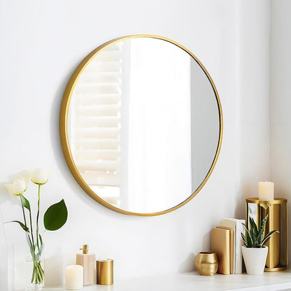 SCWF-GZ 20" Round Mirror Circle Wall Mounted Hanging or Against Wall Metal - Image 3