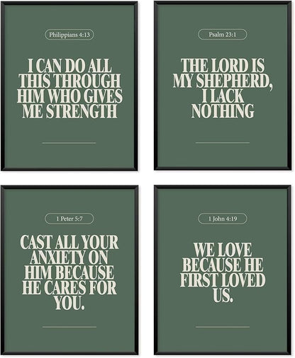 Locomiss Sage Green Christian Wall Art Decor Posters, Modern Bible Verse by Unknown