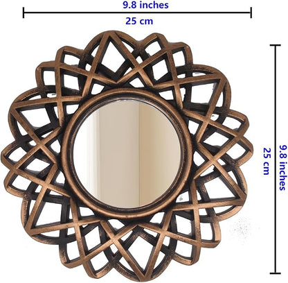 Retro Gold Mirrors for Wall Pack of 3. Geometric Lines Round Mirrors. More - Image 6