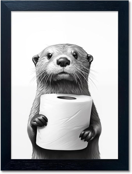 Black and White Bathroom Wall Art, Funny Bathroom Wall Decor, Toilet Paper in by Melpa+Art