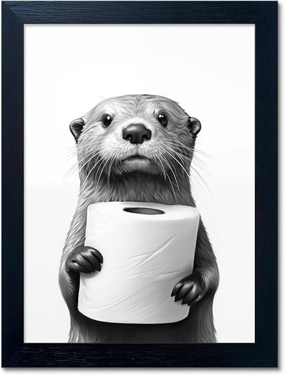 Black and White Bathroom Wall Art, Funny Bathroom Wall Decor, Toilet Paper in by Melpa+Art