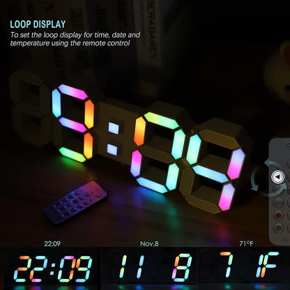 KOSUMOSU LED Wall Clock 15" RGB Digital LED Clock - Image 6