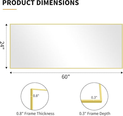 KOCUUY Large Gold Bathroom Mirror, HD Tempered Glass, Anti-Rust Frame, Modern - Image 8