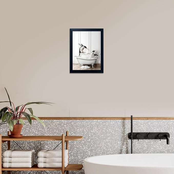 Framed Kids Bathroom Decor Funny Bathroom Wall Art Black and White Wall Decor - Image 6