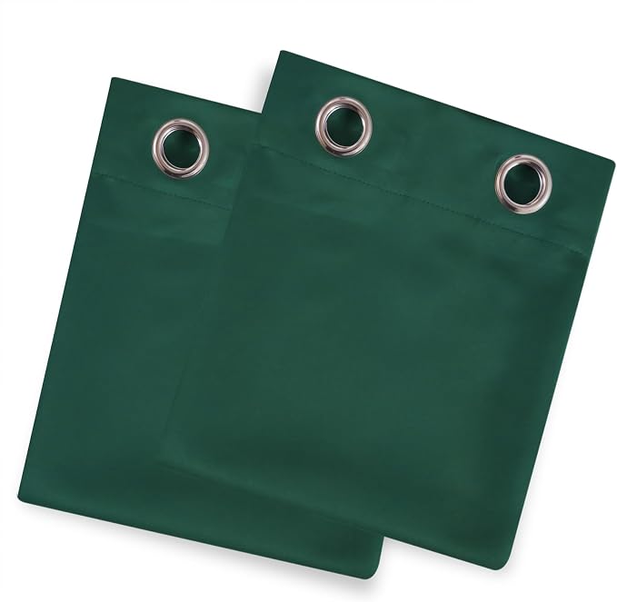 LEMOMO Blackout Curtains 66 x 54 Inch Long Dark Green Curtains Set of 2 Panels - Image 9
