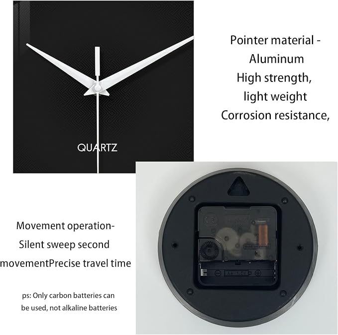 XFM Large Black Wall Clock 24 Inch Simple Wall Clocks Battery Operated Modern - Image 7