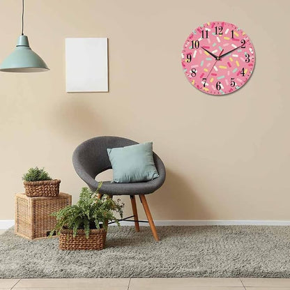 Mxocom Pink Donut Glaze Wall Clock Ice Cream Chocolate Colorful Sprinkles 10 - Image 6