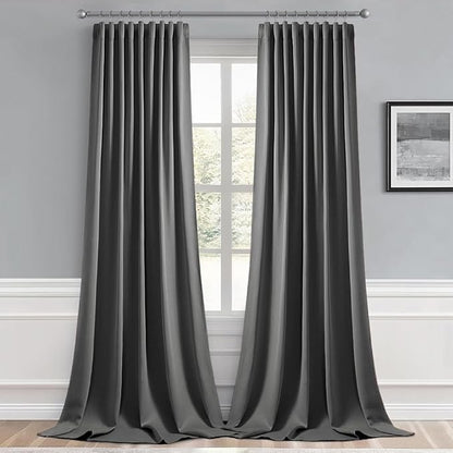 MIULEE Back Tab Grey Blackout Curtains 102 Inch Long 2 Panels Set - Image 9