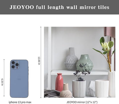 JEOYOO HD Glass Full Length Wall Mirror Tiles, Frameless Full Body Mirror Tiles - Image 9