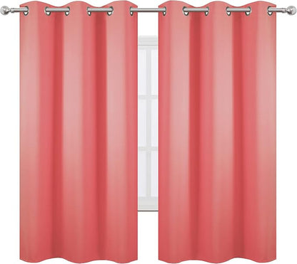 LEMOMO Coral Blackout Curtains 38 x 63 Inch Length/Set of 2 Curtain - Image 2
