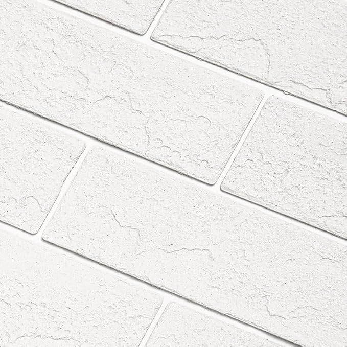 100 Old Town White Faux Brick Wall Tiles, 3D Thin Brick Veneers by TORURAL