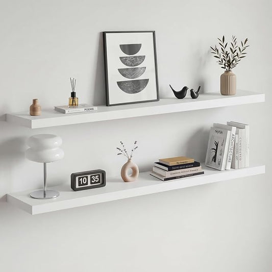 Homeforia White Floating Shelf 48 inches, High End Solid Real Wood 48inch Long by Homeforia
