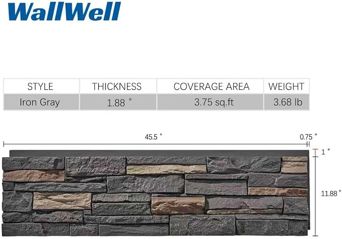 Faux Stone Wall Panels 1-Pack PU Stone Veneer Siding, Mortarless 46.25x12.88 - Image 5