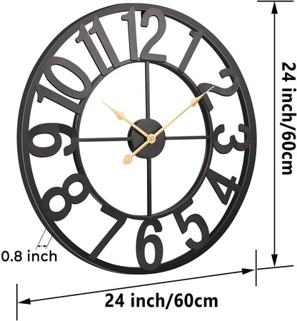 Vantic 24 Inch Large Wall Clock, Arabic Numeral Metal Oversized Wall Clocks - Image 9