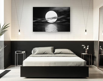 Cao Gen Decor Art S06469 Wall Art Canvas Sea White Full Moon in Night Picture - Image 7