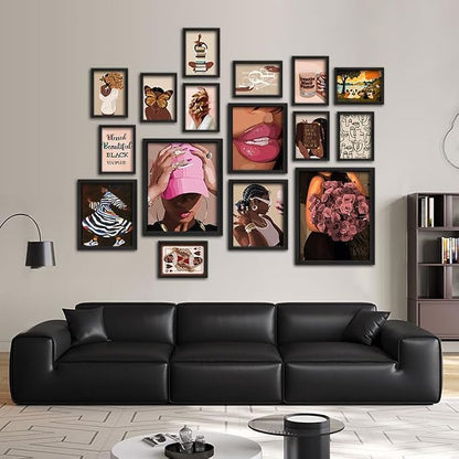 ANERZA 16 PCS Black Girl Wall Art Decor, African American Gallery Wall Prints - Image 6