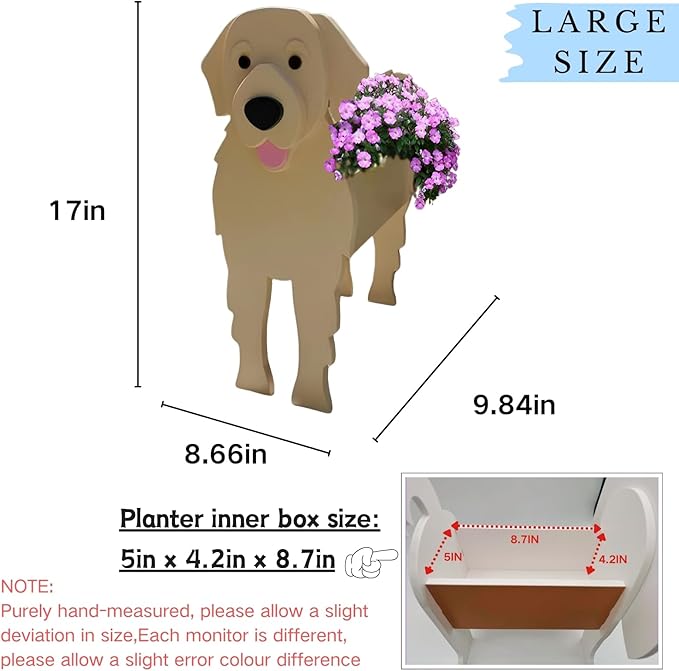 Golden Retriever Dog Planter Plant Pots,Cute Garden Dog Flower Planter,Large Dog Planters Birthday Gifts for Women,Office,Indoor/Outdoor Decor（9.84 * 8.66 * 17in）