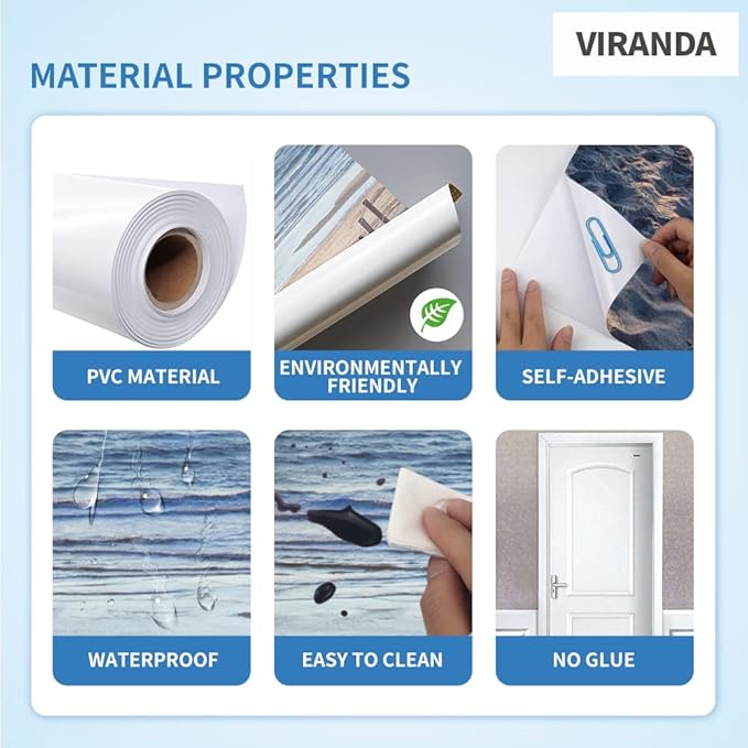 3D Landscape Door Stickers Murals Peel and Stick - Wallpaper Self-Adhesive Decals Removable PVC Waterproof Poster for Bedroom Living Room Decoration 31.5" x 78.7"