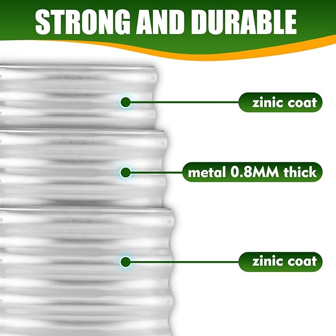 17" Tall Elevated Oval Metal Raised Garden Bed - 4ft x 2ft in Size and 0.8MM Thick Durable Planter Bed/Box for Vegetables Flowers Succulent at Patio/Garden Outdoor (Silver, 4X2X1.4 FT)