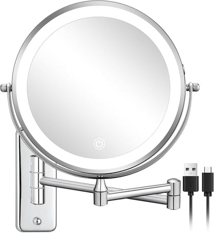 DECLUTTR Wall Mounted Lighted Makeup Mirror, Rechargeable 1X/15X Magnifying by DECLUTTR