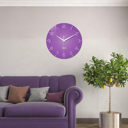 XNM Large Wall Clock for Girls Room 20 Inch Purple Clock Battery Operated Glass - Image 4