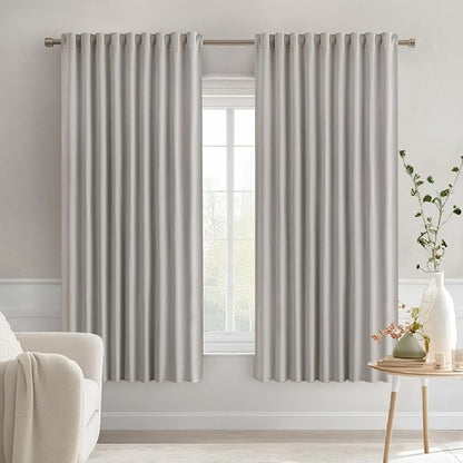 MIULEE Stone Back Tab Blackout Curtains 63 Inch Length 2 Panels Set by MIULEE