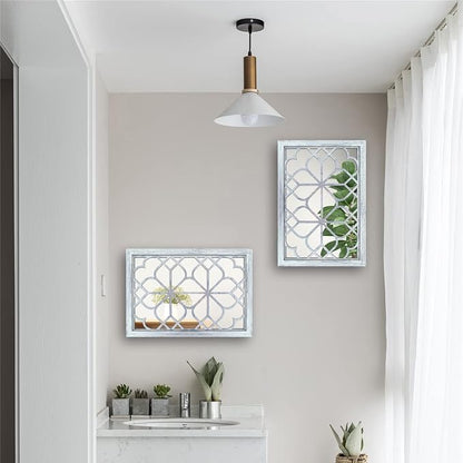 Wocred Set of 2 Rectangular Wall Mirror, Gorgeous Rustic Farmhouse Accent Mirror - Image 3