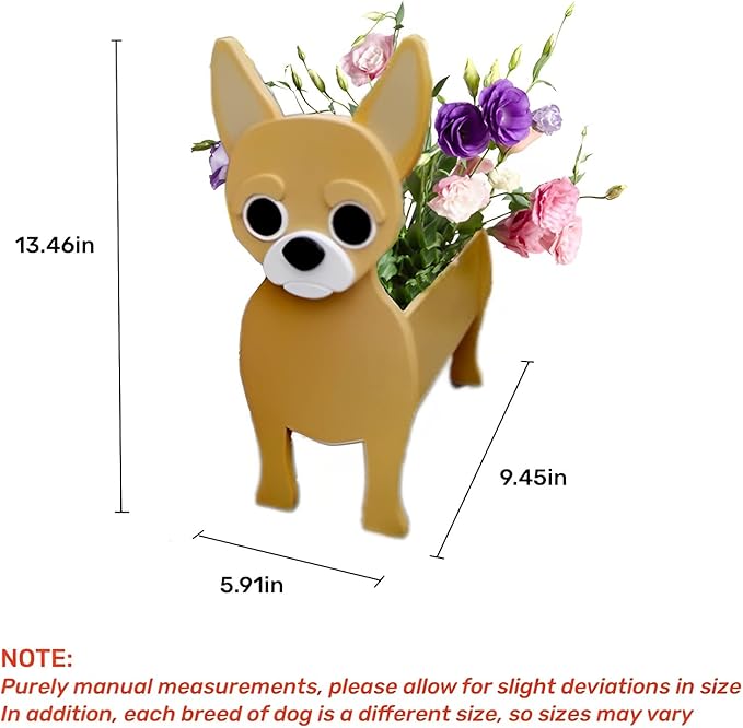 Chihuahua Dog Planter Plant Pots,Cute Garden Dog Flower Planter,Dog Planters Birthday Gifts for Women,Office,Indoor/Outdoor Decor(9.45 * 5.91 * 13.46in)