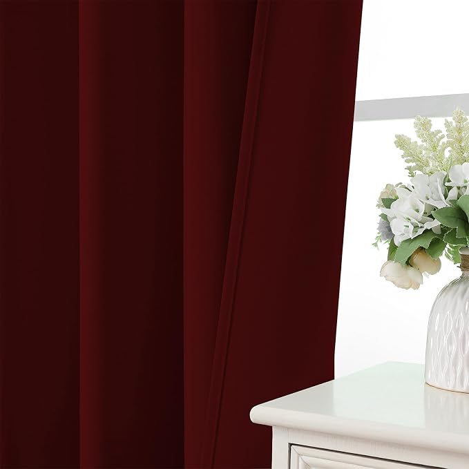 CUCRAF Burgundy Red Blackout Curtains Customize, Rod Pocket Room Darkening - Image 6