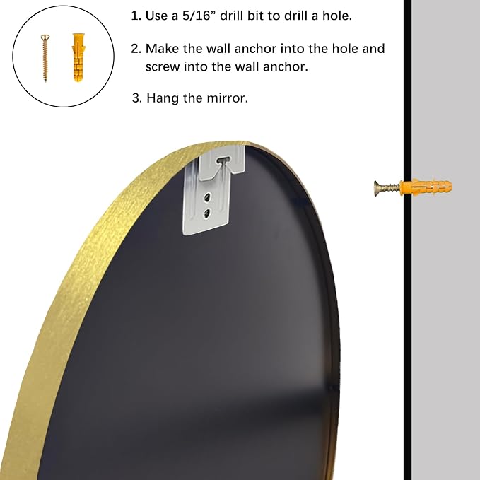 Sunniry Gold Circle Mirror, Round Mirror 20 inch, Round Wall Mirrors - Image 7