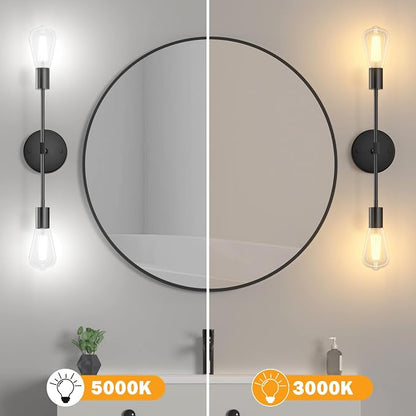 FadimiKoo 2-Light Black Bathroom Lighting Over Mirror, Modern Sconces Wall - Image 5