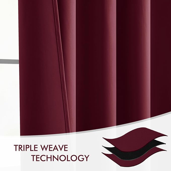 MIULEE Christmas Wine Red Back Tab Blackout Curtains 108 Inch Long 2 Panels Set - Image 7