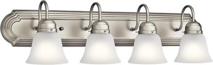 Kichler 30" 4-Light Vanity Bath Light in Brushed Nickel, Modern Bathroom Light by Kichler