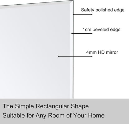 Ruomeng Wall Mirror Beveled Edge Frameless Mirror 24” x 36" Accent Mirror - Image 5