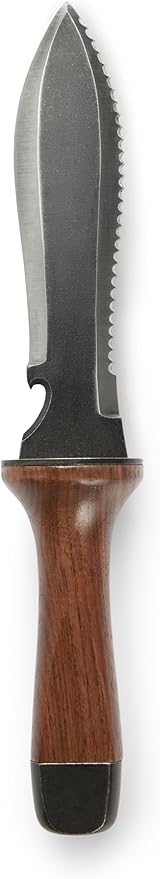 Hori Hori Garden Knife, Traditional Japanese Weeding Tool with ergonomic wooden handle. Large 7'inch blade with case. (Standard blade)