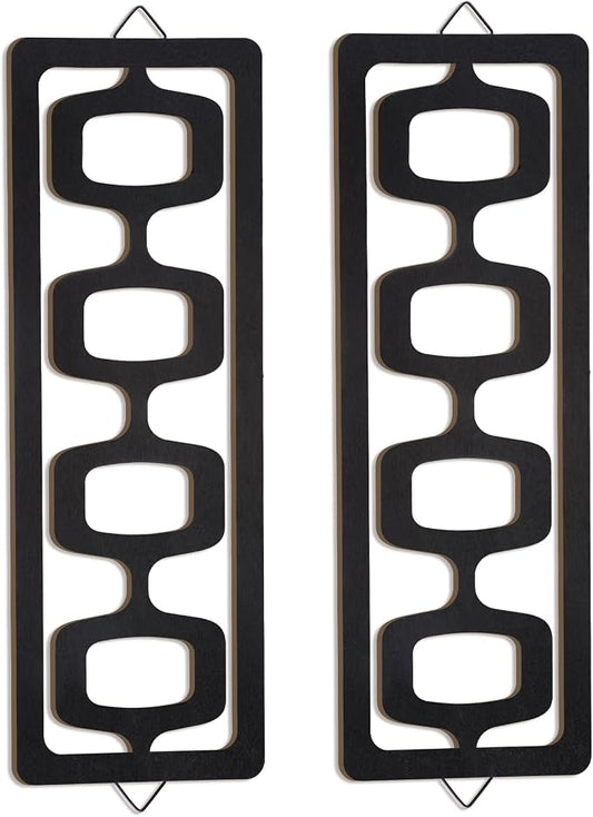 CroBlissful 2 Pcs Mid Century Modern Wall Art Wood Mid Century Elegance Decor by CroBlissful