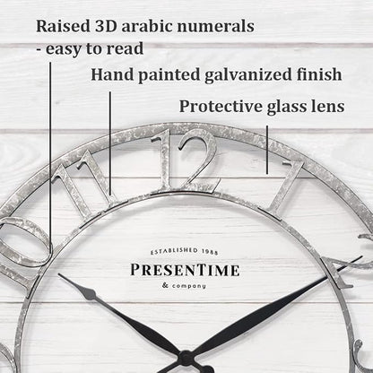 Presentime & Co 21" Farmhouse Series Wall Clock, Shiplap Style, Raised 3D - Image 3