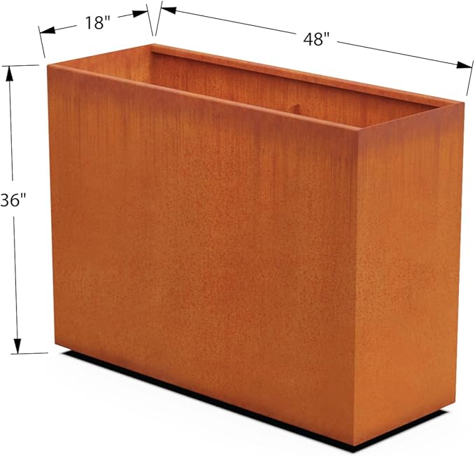 Corten Steel Planter Rectangle Outdoor Metal Garden Box Heavy Duty | Made in USA | Fully Assembled