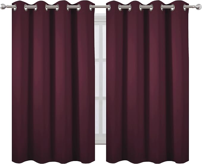 LEMOMO Blackout Curtains 52 x 45 inch/Burgundy Red Curtains Set of 2 - Image 2