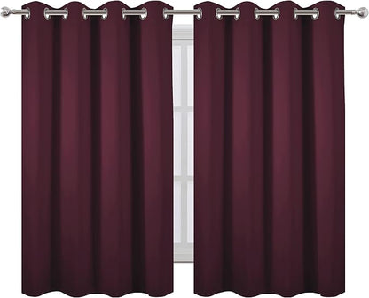 LEMOMO Blackout Curtains 52 x 45 inch/Burgundy Red Curtains Set of 2 - Image 2