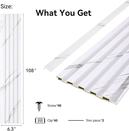 8-Pack WPC Wall Panels 108’’ x 6.3’’ 3D Slat Wall Panel Acoustic Wall Paneling - Image 2