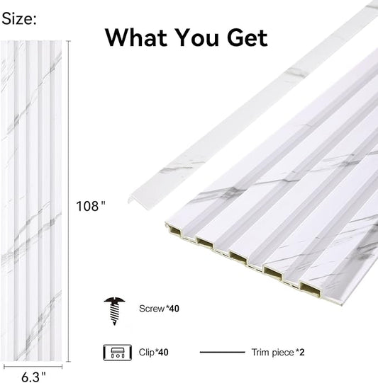 8-Pack WPC Wall Panels 108’’ x 6.3’’ 3D Slat Wall Panel Acoustic Wall Paneling - Image 2