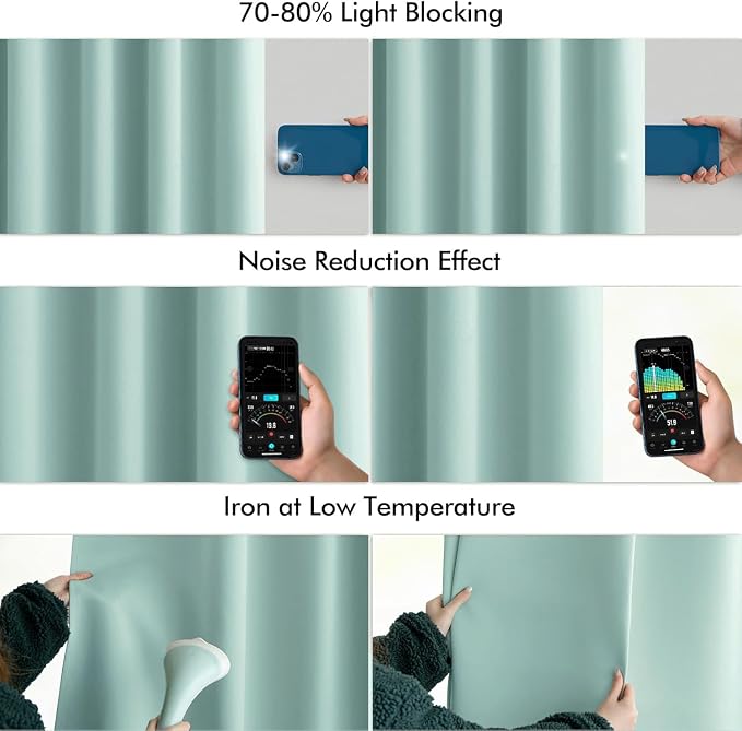MIULEE Aqua Back Tab Blackout Curtains 120 Inch Long 2 Panels Set - Image 5
