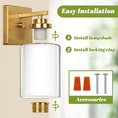 VerRon Set of 2 Wall Sconces for Bathroom, Modern Vanity Light Fixtures - Image 5