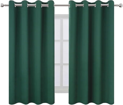 LEMOMO Blackout Curtains 66 x 54 Inch Long Dark Green Curtains Set of 2 Panels - Image 2