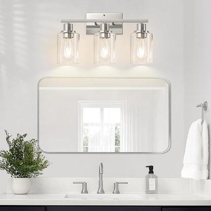 Indoi 3-Light Bathroom Light Fixtures, Brushed Nickel Vanity Lights - Image 6